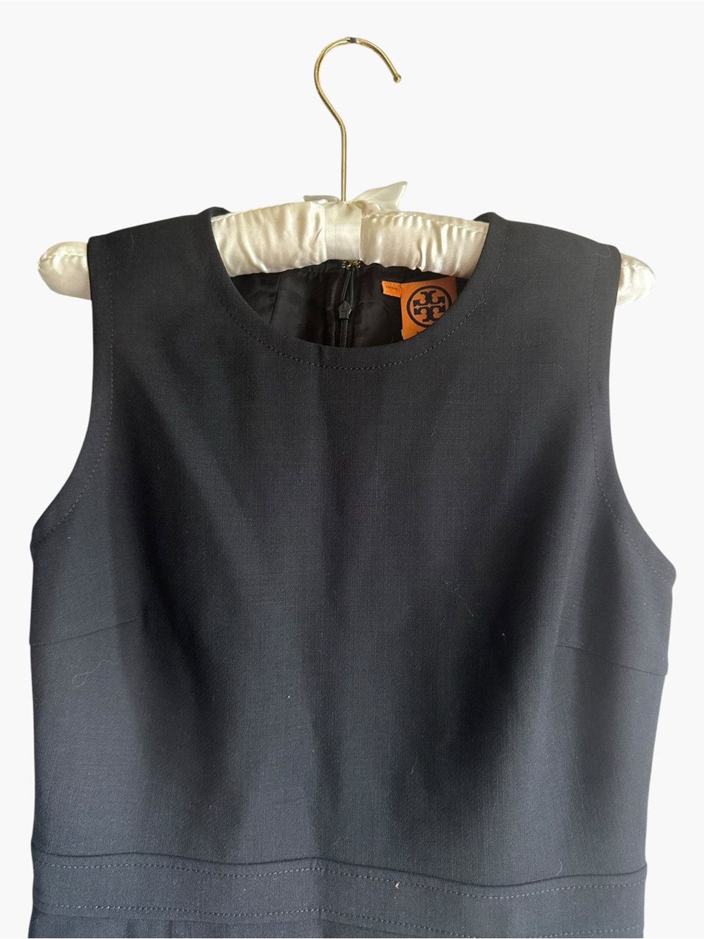 Tory Burch Black Wool Blend Sleeveless Sheath Dress | Size 10 | Pockets - Picture 3 of 11